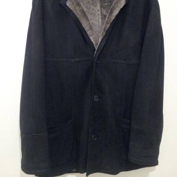 Rafel NY Shearling Fur Lamb Leather Car Coat Sz 44 - Picture 2 of 8